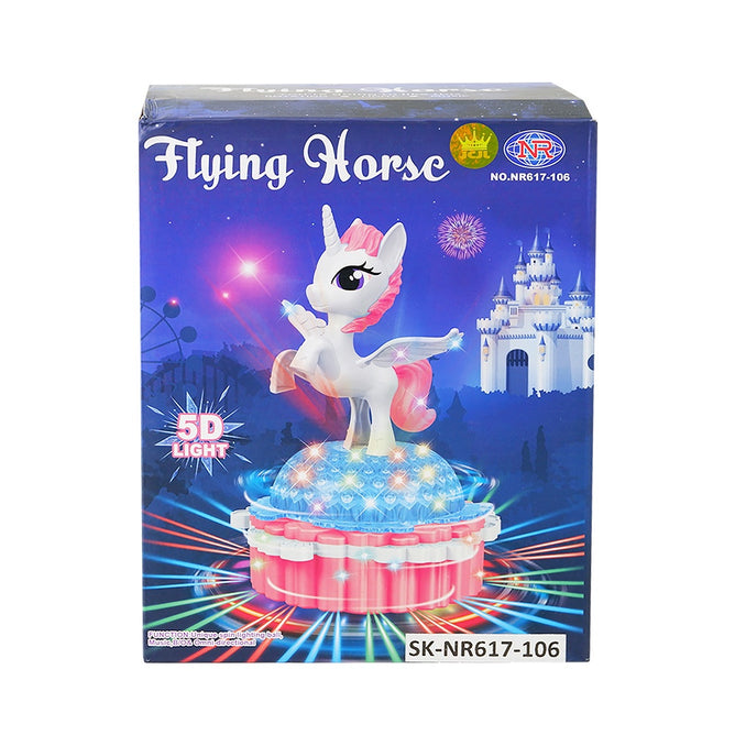 Battery Operated  Light and Sound Bump and Go Flying Horse Toys for Kids