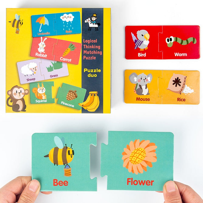 Educational Montessori Puzzle Duo Matching Puzzle Pairing Words Connecting for Kids Toys