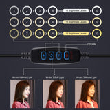 PULUZ PU459B 7.9 inch 20cm USB 3 Modes Dimmable Dual Color Temperature LED Curved Light Ring Vlogging Selfie Photography Video Lights with Phone Clamp