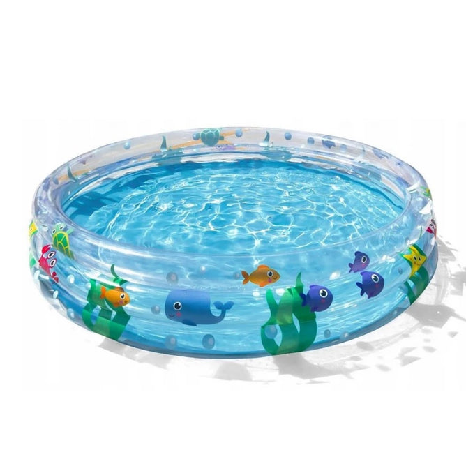 Bestway 51004 Sea Creatures-Printed Inflatable 3 Rings Pool for Outdoor Kiddie Swimming Pool