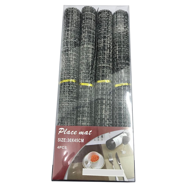 Woven Vinyl Placemat Heat Resistant Anti-Skid Washable PVC Placemats for Kitchen Table (Set of 4)