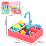 Realistic Kitchen Sink Play Set with Running Water with 20 Pieces Role Play Dishwasher Toys for Boys and Girls