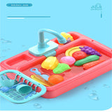 Realistic Kitchen Sink Play Set with Running Water with 20 Pieces Role Play Dishwasher Toys for Boys and Girls