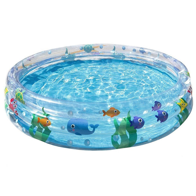 Bestway 51004 Sea Creatures-Printed Inflatable 3 Rings Pool for Outdoor Kiddie Swimming Pool