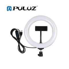 PULUZ PU459B 7.9 inch 20cm USB 3 Modes Dimmable Dual Color Temperature LED Curved Light Ring Vlogging Selfie Photography Video Lights with Phone Clamp