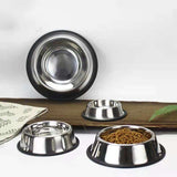 16cm Stainless Steel Dog Bowl Feeding with Anti-Slip Coil for Pets
