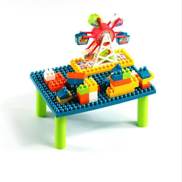 Pretend Playset Blocks Assembled Puzzle Toys with mini Table for Kids