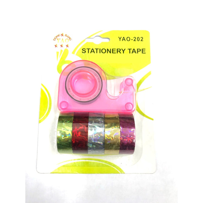 Stationery Tape 6 Rolls Random Color Arts Crafts Washi Tape with Dispenser