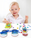 Early Learning Wooden Children Wear Shoelaces Kindergarten Baby Hands-on Threading Board toys best gift