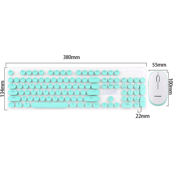 N520 Cute Plain Design Wireless Mouse and Keyboard Combo