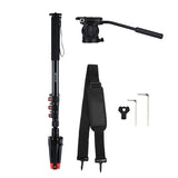 PULUZ PU3016 Four-Section Telescoping Aluminum-magnesium Alloy Self-Standing Monopod,Fluid Head with Support Base Bracket New