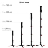 PULUZ PU3016 Four-Section Telescoping Aluminum-magnesium Alloy Self-Standing Monopod,Fluid Head with Support Base Bracket New