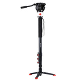 PULUZ PU3016 Four-Section Telescoping Aluminum-magnesium Alloy Self-Standing Monopod,Fluid Head with Support Base Bracket New