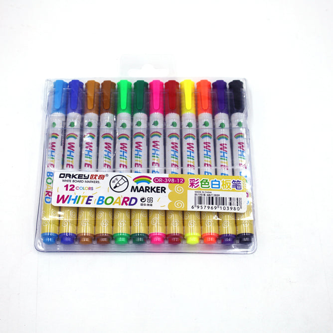 12 Colors White Board Maker Pen Whiteboard Marker Liquid Chalk Erasable Glass Ceramics Maker Pen Office School Supply