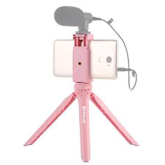 PULUZ PU506B Pocket Mini Plastic Tripod Mount with Phone Clamp for Smartphones