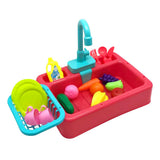 Realistic Kitchen Sink Play Set with Running Water with 20 Pieces Role Play Dishwasher Toys for Boys and Girls