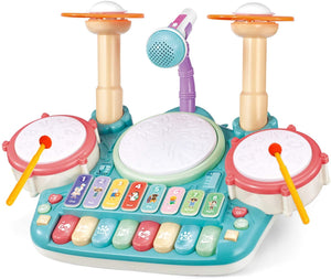 Musical Instruments Toys, Kids Microphone Electronic Piano Keyboard Xylophone Drum Toys Set 5 in 1