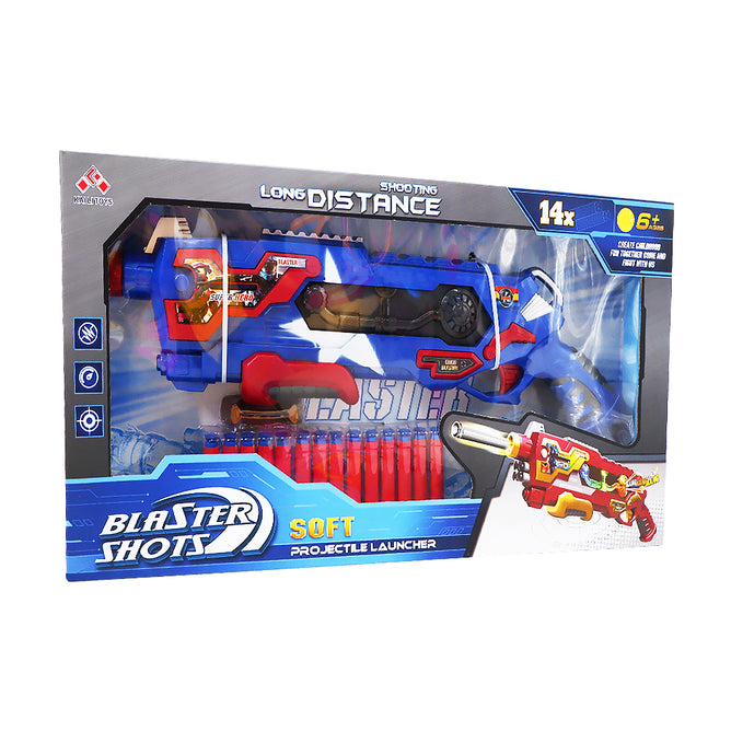 Summer Toys Long Distance Blaster  Shots Toy Guns for Kids with 14 Foam Dart