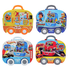 Kids Educational Toys Set Pretend Play Parking Garage and Mini Kitchen with Storage Case