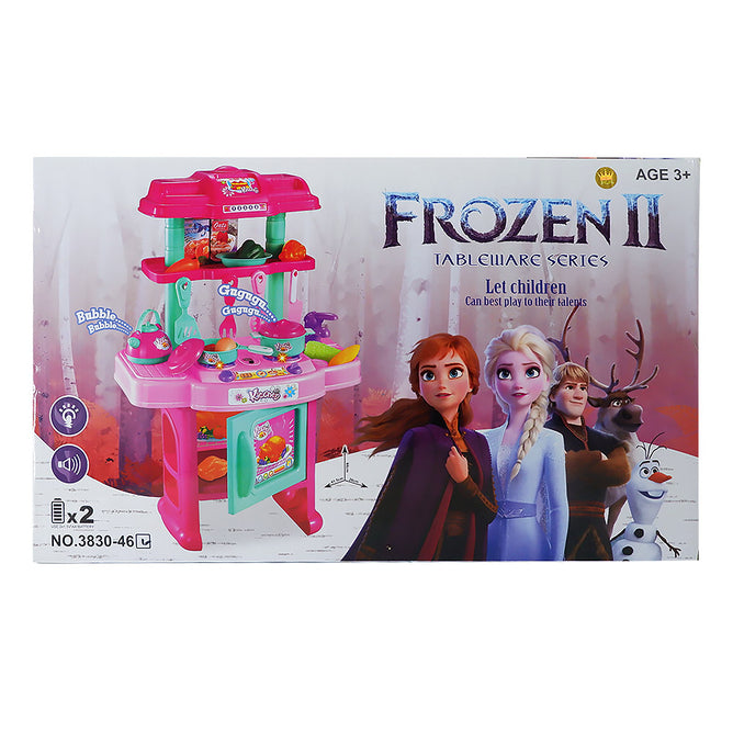 Kitchen Playset and Shopping Cart Pretend Play Kitchen Toys and Accessories Set w/ Sounds and Light