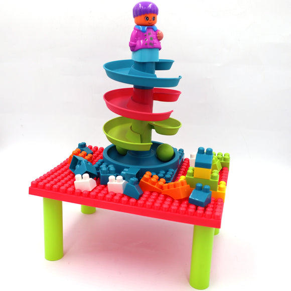 Pretend Sliding Blocks Assembled Puzzle Toys with mini Table for Kids