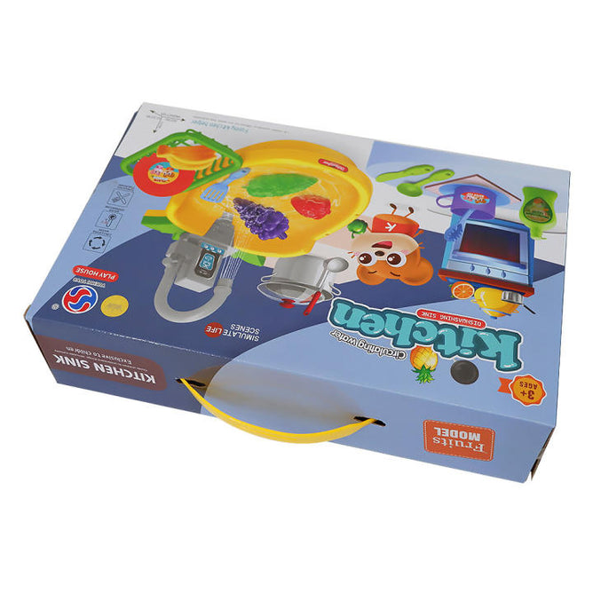 Realistic Kitchen Sink Play Set with Running Water with 20 Pieces Role Play Dishwasher Toys for Boys and Girls