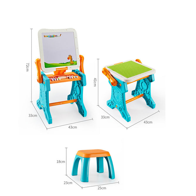 2 in 1 Learning Lego Design Table and Drawing Board for Kids