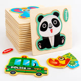 Wooden 3D Puzzle Jigsaw Animal Intelligence Children Educational Toy