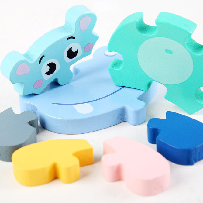 3D Wooden Puzzle Children's Educational Toys Non-toxic Relieve Stress Cartoons Animal Jigsaw Puzzles for Kids