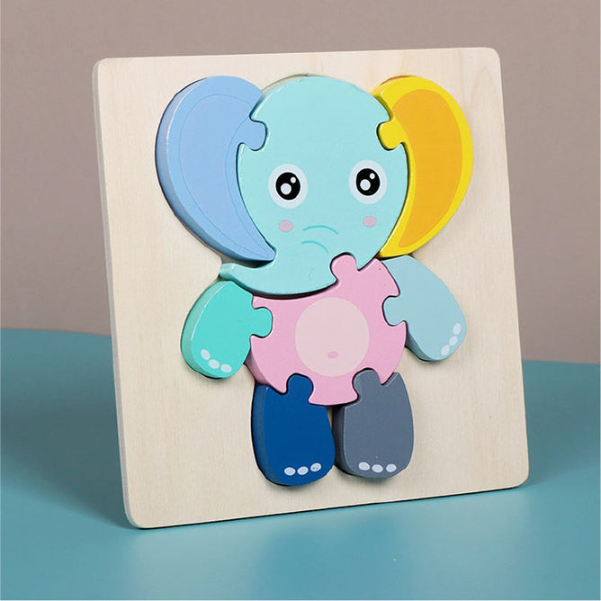 3D Wooden Puzzle Children's Educational Toys Non-toxic Relieve Stress Cartoons Animal Jigsaw Puzzles for Kids