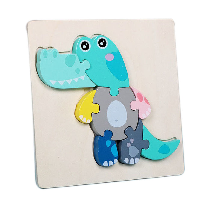 3D Wooden Puzzle Children's Educational Toys Non-toxic Relieve Stress Cartoons Animal Jigsaw Puzzles for Kids