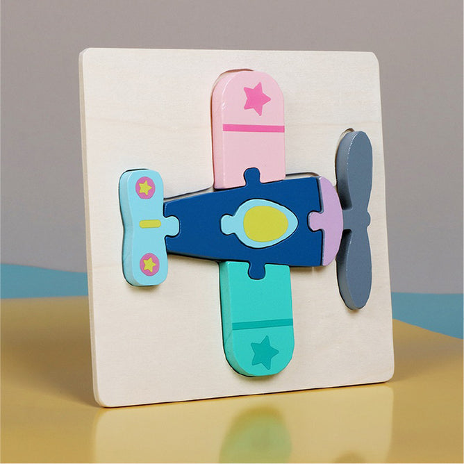 3D Wooden Puzzle Children's Educational Toys Non-toxic Relieve Stress Cartoons Animal Jigsaw Puzzles for Kids