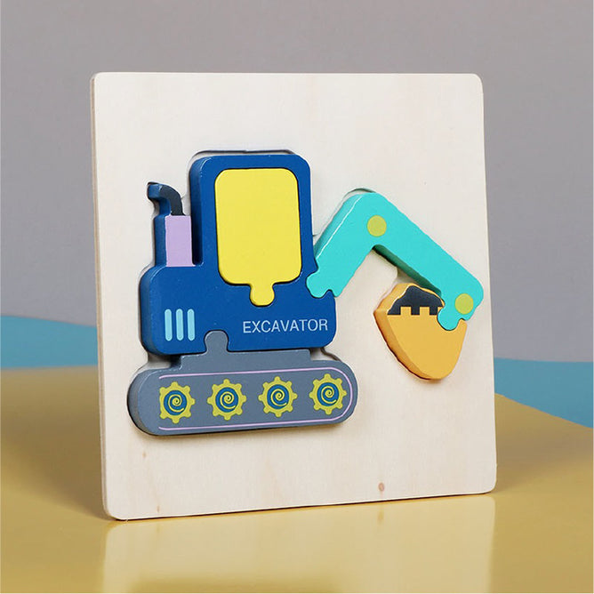 3D Wooden Puzzle Children's Educational Toys Non-toxic Relieve Stress Cartoons Animal Jigsaw Puzzles for Kids