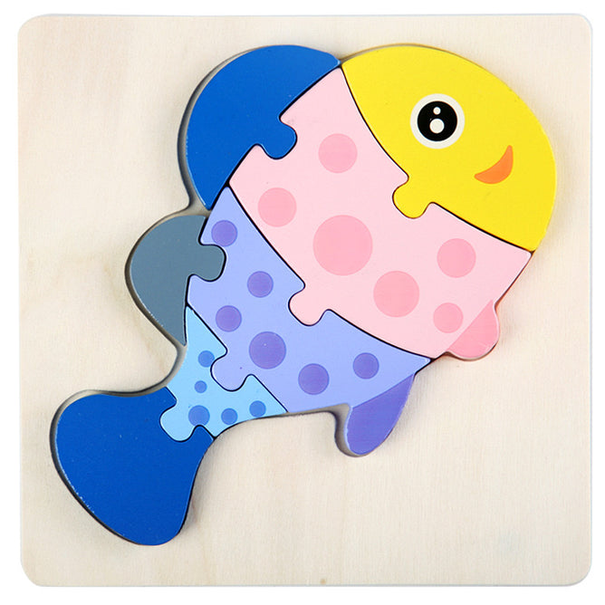 3D Wooden Puzzle Children's Educational Toys Non-toxic Relieve Stress Cartoons Animal Jigsaw Puzzles for Kids