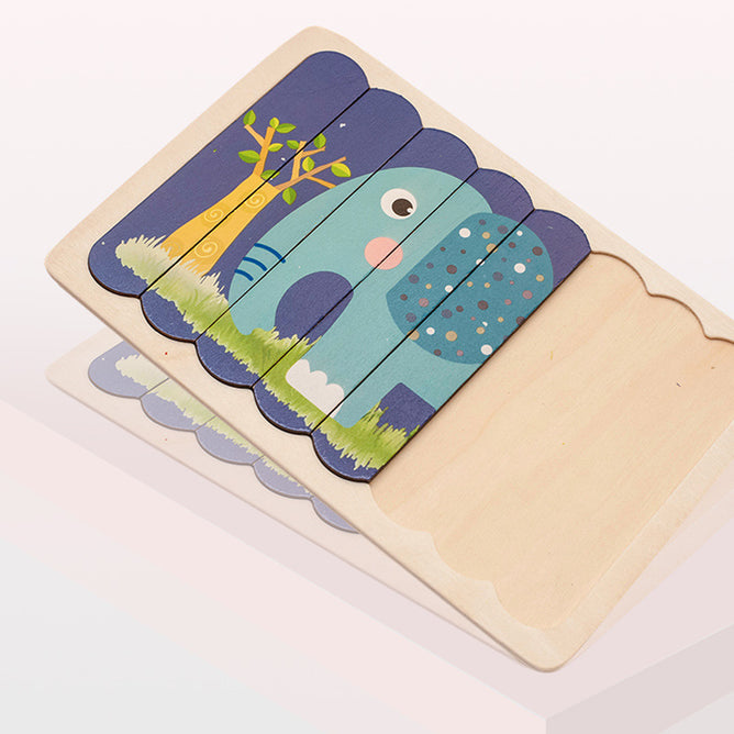 8pcs. Strip 3D Tell Story Kids Gift Educational Toys Animal  Jigsaw Wooden Puzzle