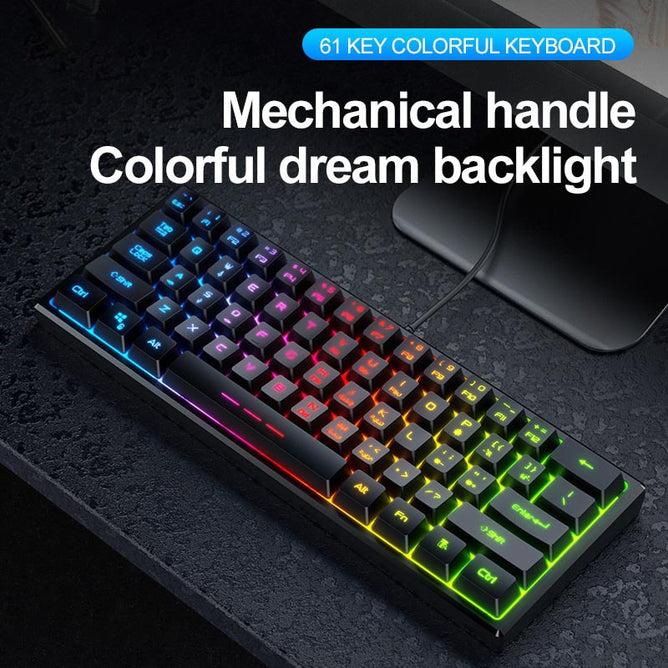 FOREV 61 Keys Mini Gaming Keyboard Mechanical Feeling Keyboard