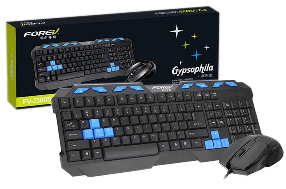 FOREV FV-3300S Waterproof Wired Keyboard Mouse Combo Kit Packs  Desktop Laptop Mouse
