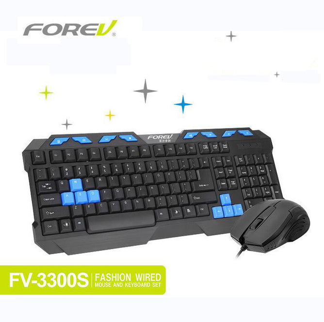FOREV FV-3300S Waterproof Wired Keyboard Mouse Combo Kit Packs  Desktop Laptop Mouse