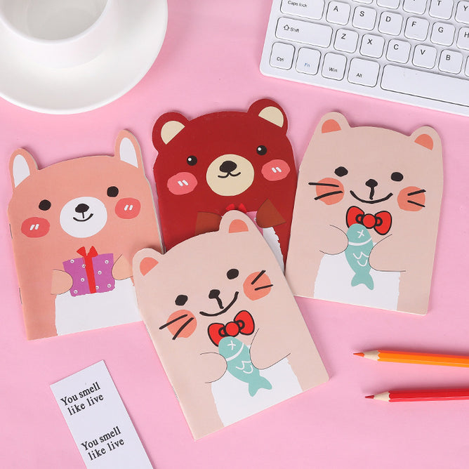 Random Cartoon Animals Bear Mini Portable Thin Notebook Notepad Diary Book Student Gift