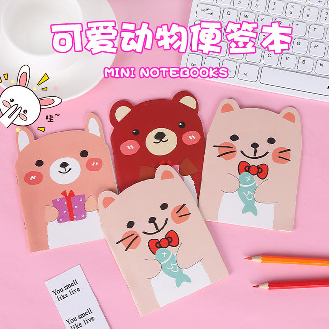 Random Cartoon Animals Bear Mini Portable Thin Notebook Notepad Diary Book Student Gift