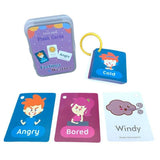 Baby YoYo Kids Feeling English Learning Word Card Pocket Flash Cards Preschool Educational Toys For Toddler