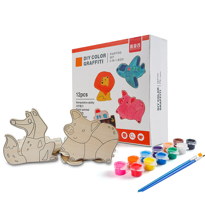 DIY Handmade 3D custom game educational Graffiti Wooden Toy DIY Color Graffiti Toys For Kids