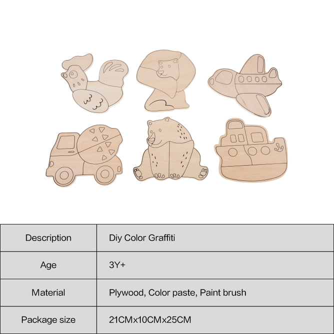 DIY Handmade 3D custom game educational Graffiti Wooden Toy DIY Color Graffiti Toys For Kids