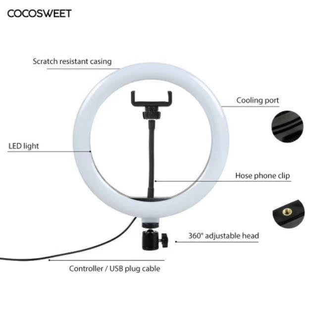 10/26cm LED Ring light Dimmable 3200K-5500K for Studio/Photography Selfie Ring Lamp with Three  color temperature light
