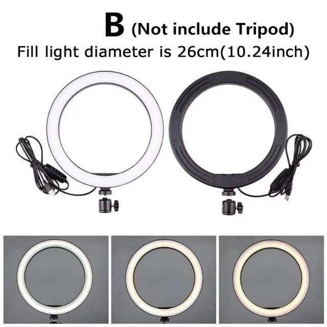 10/26cm LED Ring light Dimmable 3200K-5500K for Studio/Photography Selfie Ring Lamp with Three  color temperature light