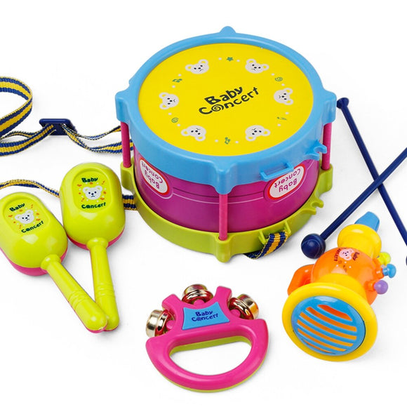 5pcs/set Musical Instrument Kids Music Toys Roll Drum Musical Instruments Toy for  Children (Random Color)