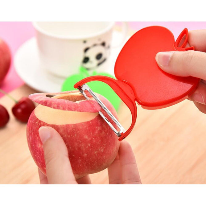 Peeler Apples Shape Foldable Stainless Steel Fruit Peeler Slicer Kitchen Tool for Home (Red)