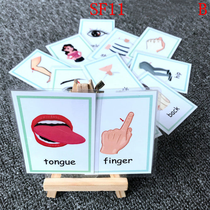 Laminated Pocket Flashcards Baby Learning English Word for Children Educational Toys