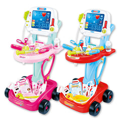 Children Classic Trolley Pretend Play Doctor Toy Set with Simulated Electro Cardio Gram Kit Role Play Toys Pretend Play Medical Toys Set