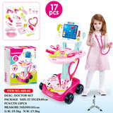 Children Classic Trolley Pretend Play Doctor Toy Set with Simulated Electro Cardio Gram Kit Role Play Toys Pretend Play Medical Toys Set